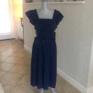 NWT NW La Vie navy blue flutter sleeve dress.